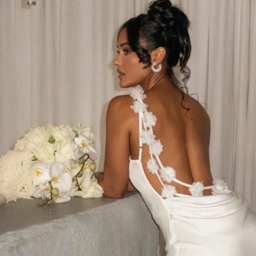 JLUXLABEL White Floral Backless Dress
